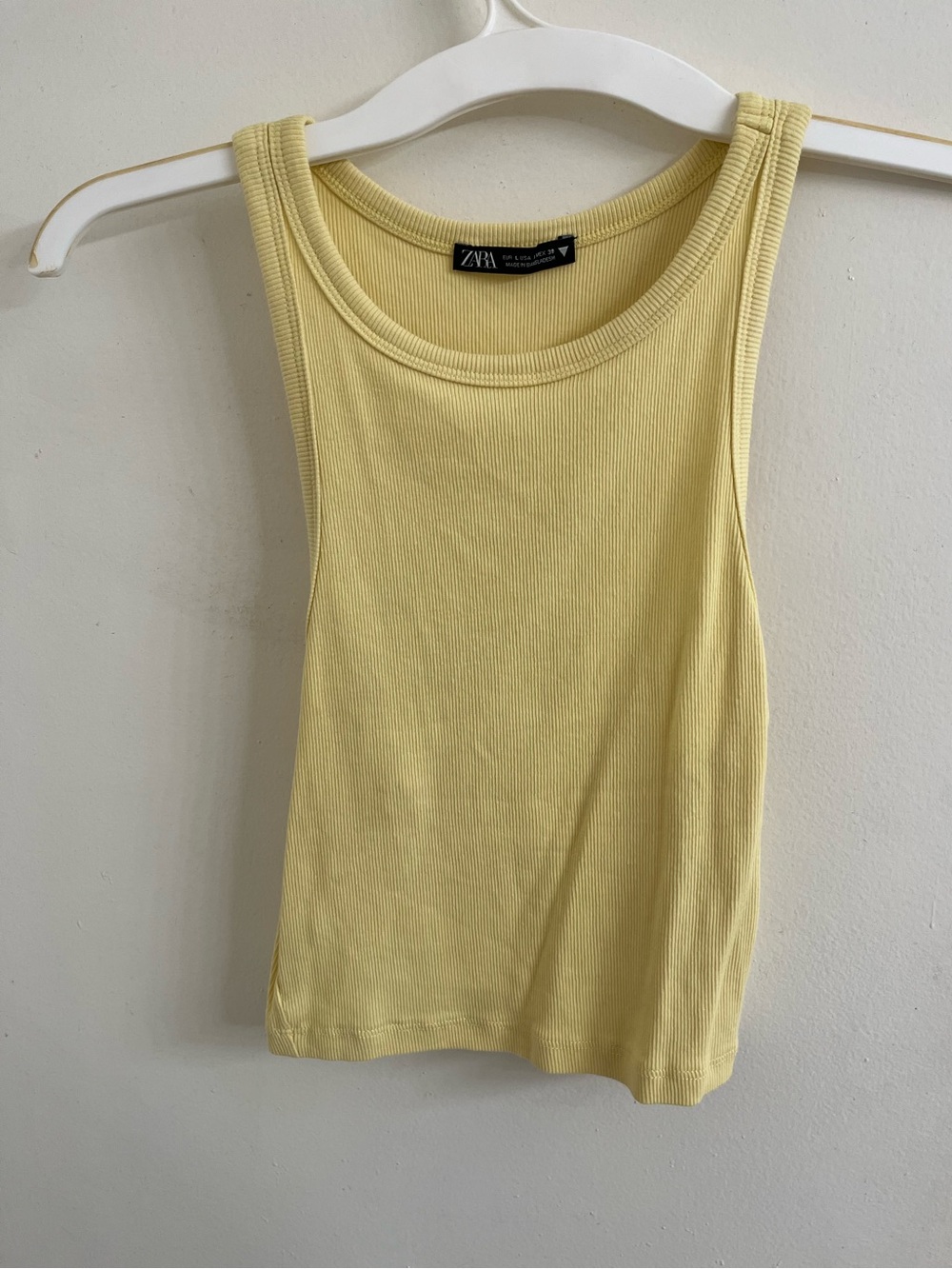 ZARA Pale Yellow Ribbed Tank Top